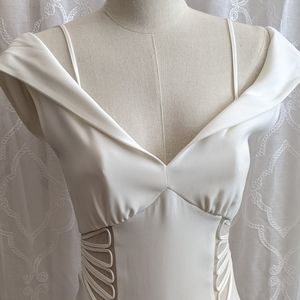 La Perla white off the shoulder classic midi dress